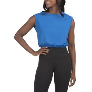 MONDETTA STUDIO Blue Elasticated Tank Top